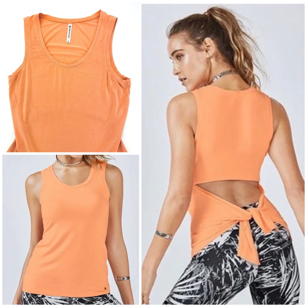 Fabletics Mariela Sleeveless Tank Tie Back Cut Out Peach